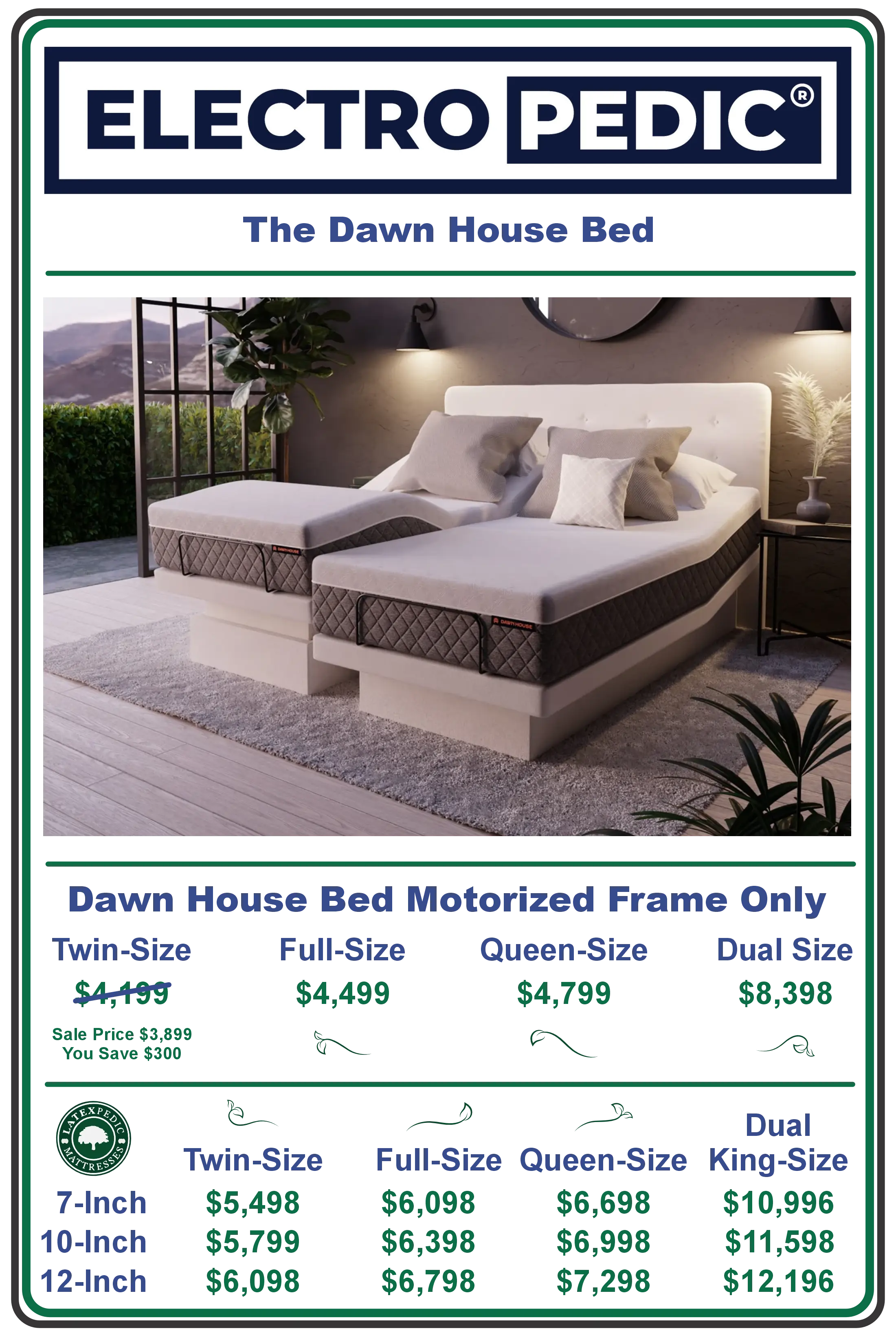 Chandler Dawn House Bed, natural organic latex mattress prices