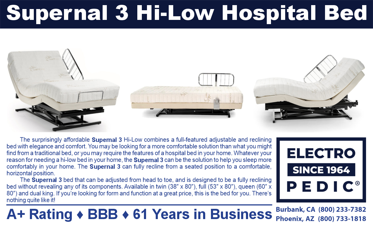 Chandler Supernal 3 high-low hospital bed with optional rail