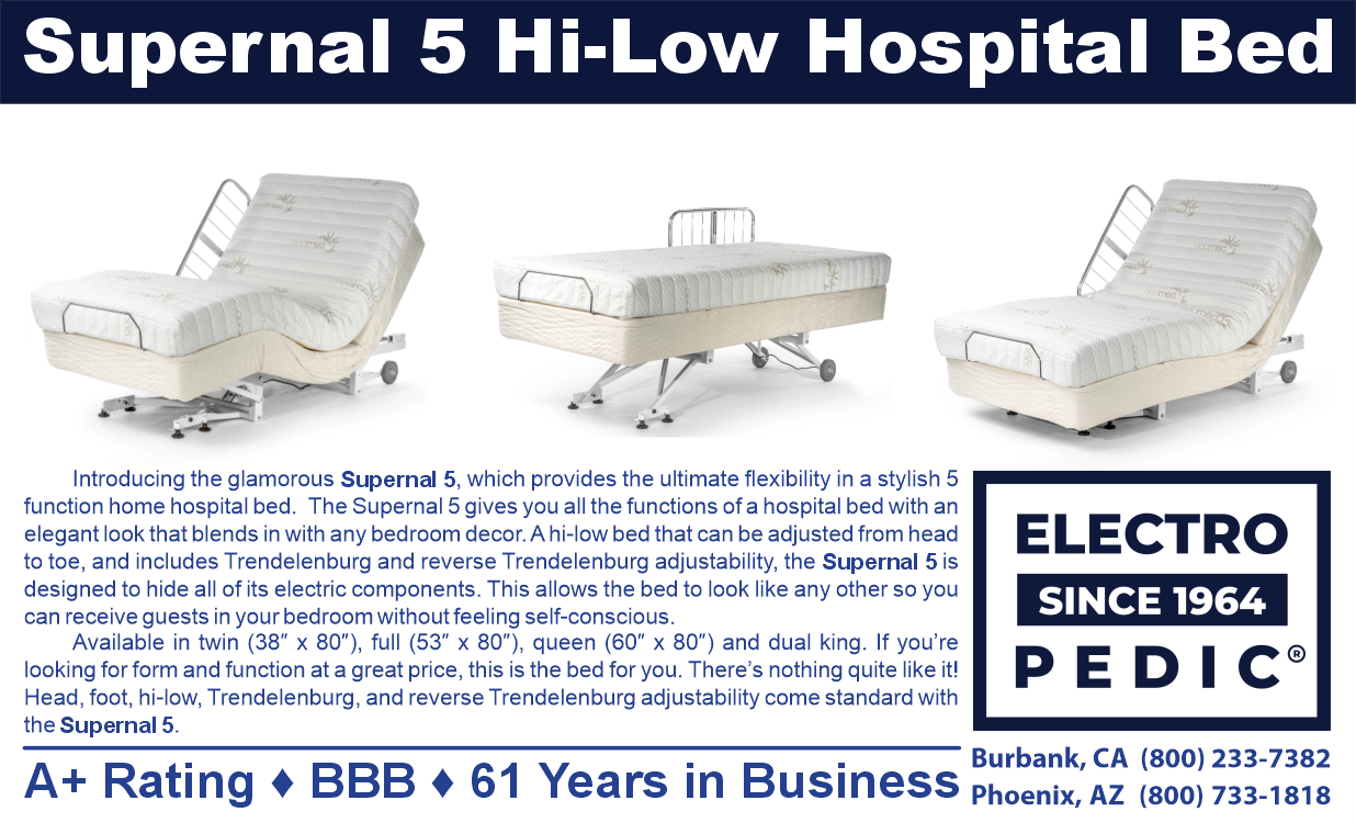 Chandler Supernal 5 high-low hospital bed with natural organic latex mattress